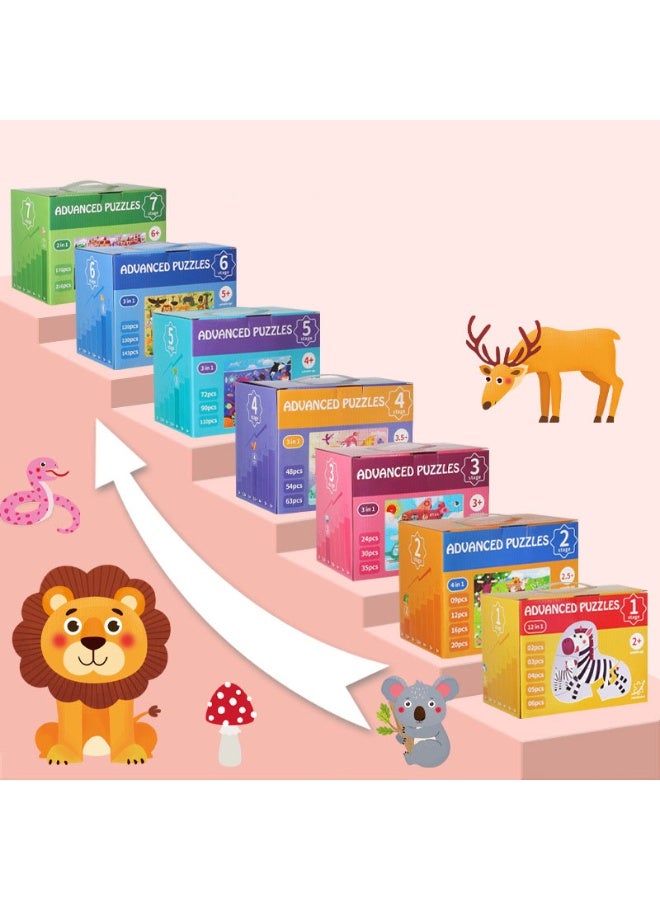 HALAMODO Stage 3 Transportation Educational Puzzle | Advanced Wooden Jigsaw for Kids 3+ | 24-35 Piece Puzzle Set | Includes Manual & Reward Stickers | Premium 5mm Plywood | Number Learning on Back | Non-Toxic Material | Parent-Child STEM Toy | Develops Observation & Logical Thinking - Image 2