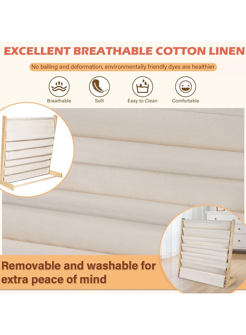 ELFSA Kids Bookshelf, Magazine Organizer with Deep Pocket, 6-Tier Natural Wood Baby Bookcase, Book Display, Toy Storage, for Playroom, Bedroom, Toddler Room, Nursery - Image 5