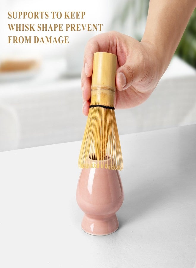 YIBO Matcha Whisk Set, Matcha Making Kit Whisk (Chasen Holder), Ceramic Whisk Holder (Pink), Bamboo Scoop, Powder Starter Sifter, Spoon Japanese Tea Tools For Ceremony Gift - Image 5