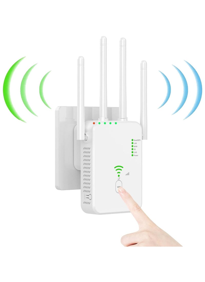 VKL WiFi Extender, Wireless Internet Repeater，With Up to 8000 Square Feet Of Coverage, 1.2Gbps Dual Band 2.4G/5G WiFi Range Extender WiFi  - Image 1