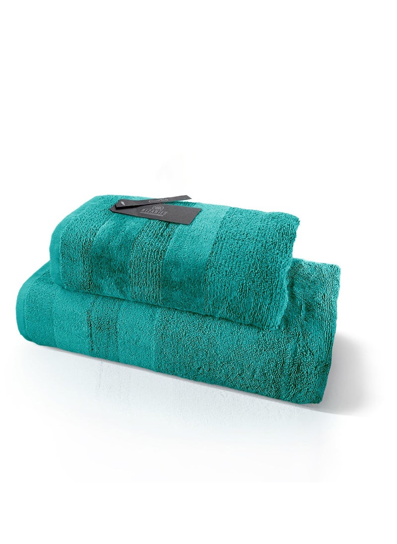 RIZARIES - Luxury Bathrobe - 100% Soft Velour Cotton - Teal - 4 Pieces set - Unisex - Image 1