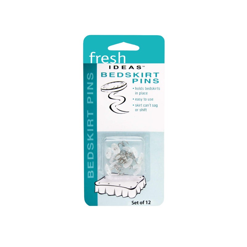 Fresh Ideas FRESH IDEAS Dust Ruffle, Spiral Push Pins to Keep Skirt in Place Bedding Accessories, Set of 12, White  - Image 5