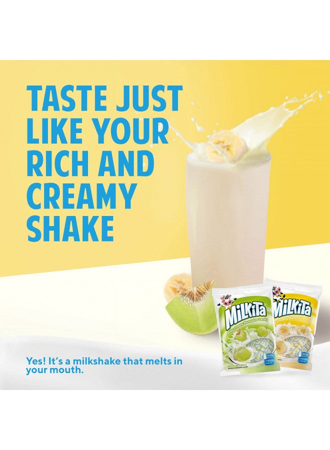 MILKITA Milkita Creamy Shake Candy Bag, Gluten Free Chewy Candies with Calcium & Real Milk, Zero Trans Fat, Low-Sugar (Banana & Honeydew) 60 Pcs - Image 2