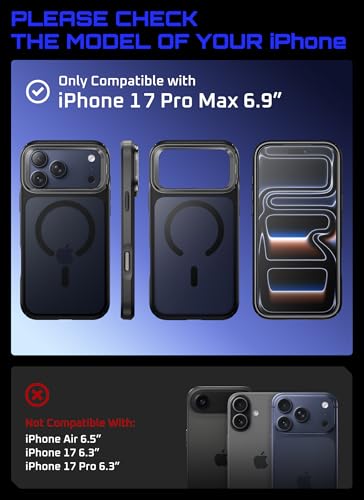 SUPCASE for iPhone 17 Pro Max Case with Camera Control Button Unicorn Beetle Mag Compatible with MagSafe Builtin Kickstand Slim Protective Magnetic Translucent Back Phone Case Black - Image 3