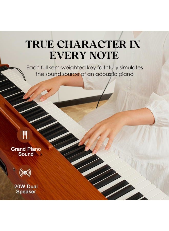 Kumeng digital Piano 88 Key Semi Weighted Keyboard,Full-size Electric Piano for Beginners,with Sheet Music Stand,Pedal,Power Adapter,Headphone Mode,USB-MIDI (KU-3506 Digital Piano with Stand) - Image 4