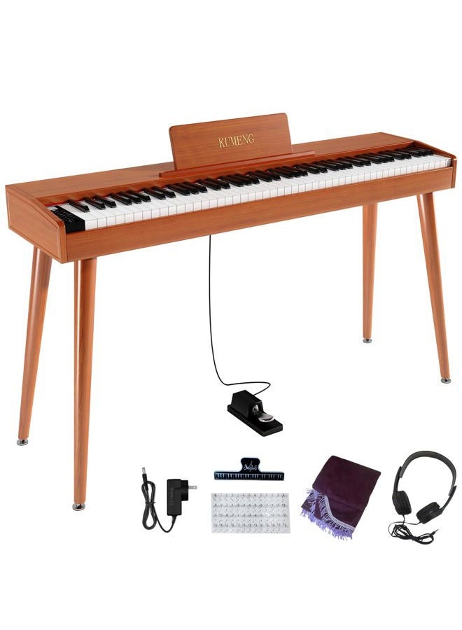 Kumeng digital Piano 88 Key Semi Weighted Keyboard,Full-size Electric Piano for Beginners,with Sheet Music Stand,Pedal,Power Adapter,Headphone Mode,USB-MIDI (KU-3506 Digital Piano with Stand) - Image 1