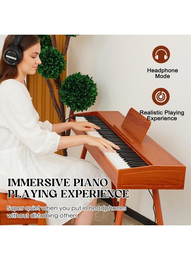 Kumeng digital Piano 88 Key Semi Weighted Keyboard,Full-size Electric Piano for Beginners,with Sheet Music Stand,Pedal,Power Adapter,Headphone Mode,USB-MIDI (KU-3506 Digital Piano with Stand) - Image 2