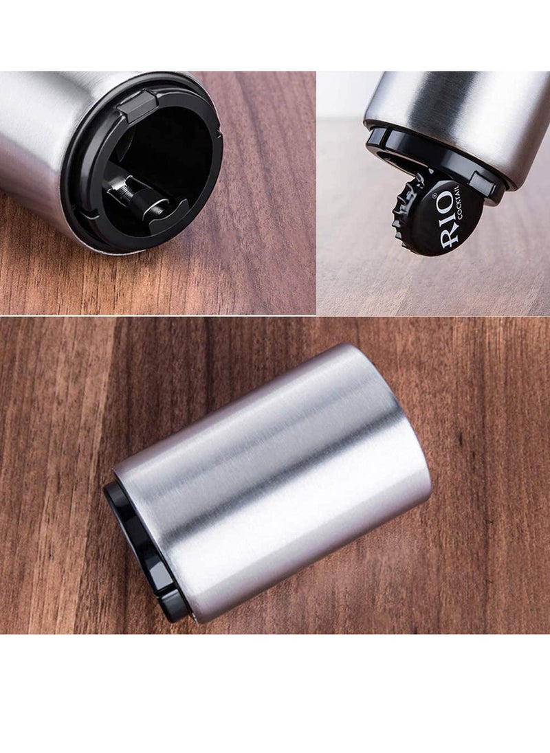 SYOSI - Magnetic Bottle Opener, Stainless Steel Automatic Bottle Opener, Push Pull Bottle Lid Lifter, Gift for Men, can Open Bottle in Half a Second 2 PCS - Image 1