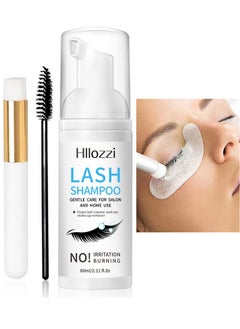 60ML Lash Shampoo For Lash Extensions 60ML Eyelash Extension Shampoo Eyelash Extension Foam And Brushes Eyelid Cleanser For Makeup Remover Paraben For Eyelash Extensions Salon And Home Use