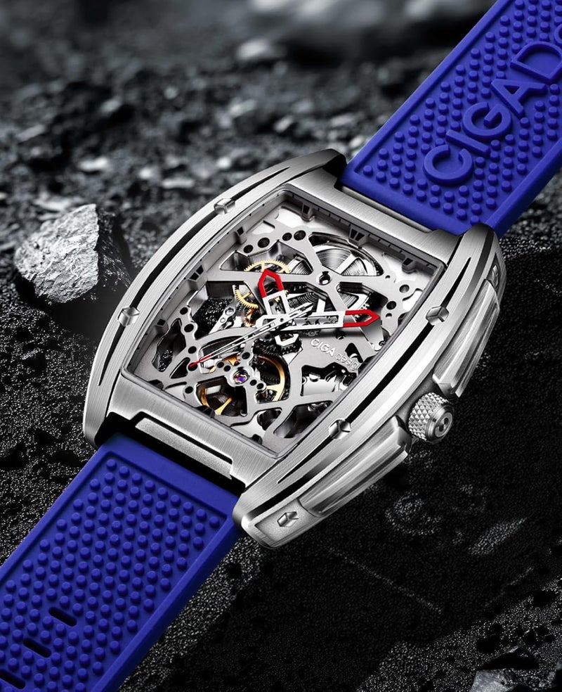 CIGA Design Z Series Hunter Automatic Mechanical Watch, Stainless Steel/Titanium Skeleton Square Luxury Timepiece, Ideal Gift for Men and Women - Image 2