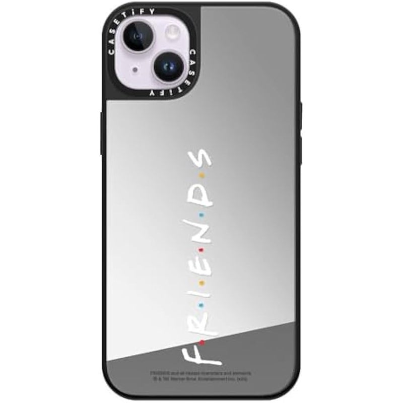 Casetify Mirror iPhone 14 Plus Case 【Friends Co-Lab / 4.9ft Drop Protection/Compatible with Magsafe】 - Friends Logo - Silver on Black - Image 2
