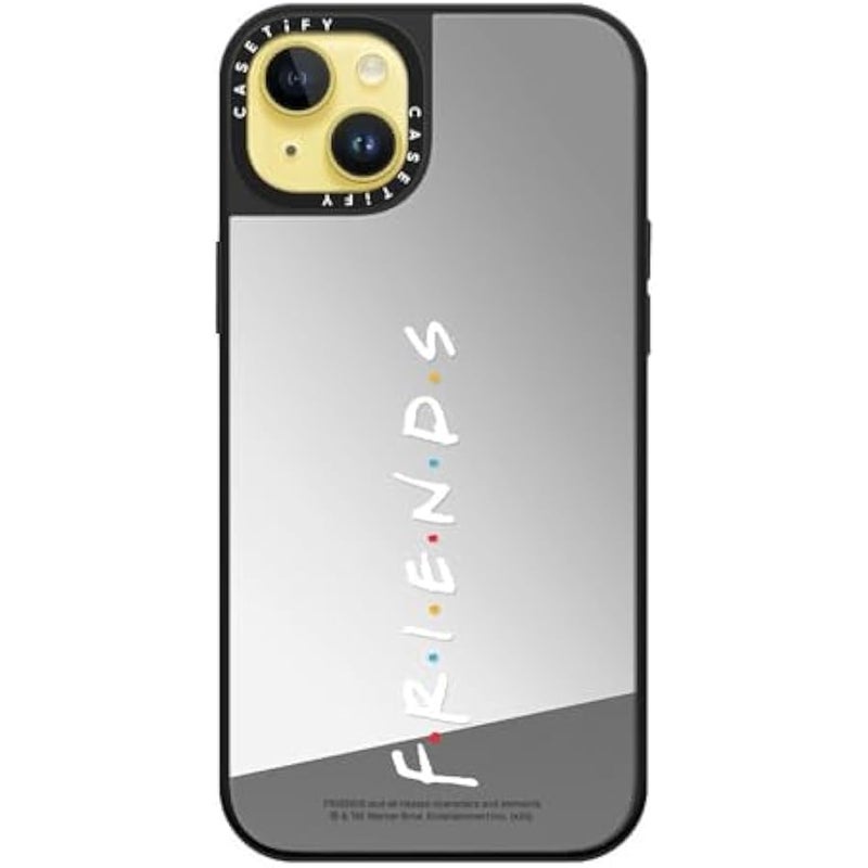 Casetify Mirror iPhone 14 Plus Case 【Friends Co-Lab / 4.9ft Drop Protection/Compatible with Magsafe】 - Friends Logo - Silver on Black - Image 3