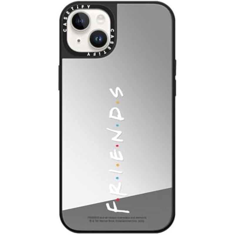 Casetify Mirror iPhone 14 Plus Case 【Friends Co-Lab / 4.9ft Drop Protection/Compatible with Magsafe】 - Friends Logo - Silver on Black - Image 1