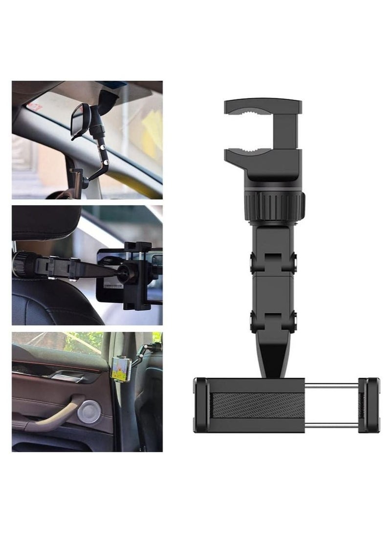 Car Phone Holder Multifunctional 360 Degree Rotatable Auto Rearview Mirror Mount Seat Hanging Clip Bracket Cell Phone Holder - Image 3