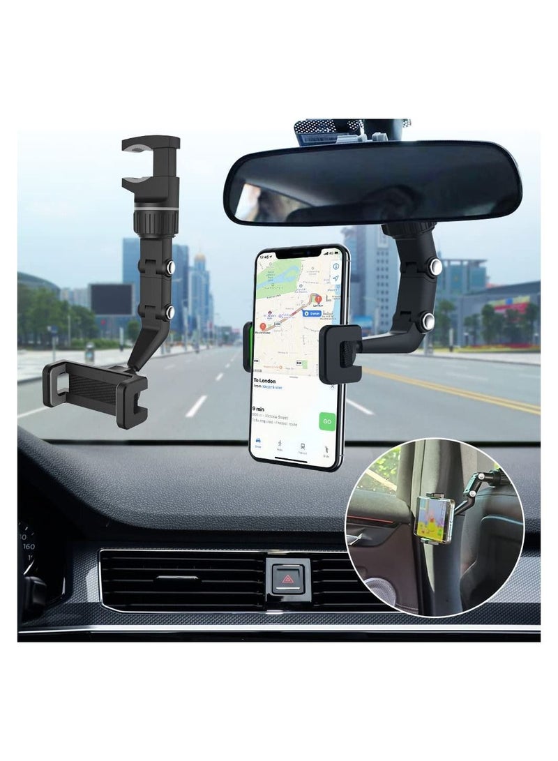 Car Phone Holder Multifunctional 360 Degree Rotatable Auto Rearview Mirror Mount Seat Hanging Clip Bracket Cell Phone Holder - Image 2