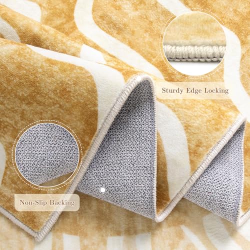 Wonnitar Sun 5x7 Area Rug, Boho Ombre Yellow Bedroom Rug Machine Washable Carpet, Ultra Thin Soft Non Slip Mid Century Nursery Carpet for Kids Room Living Room Playroom Classroom Decor - Image 5