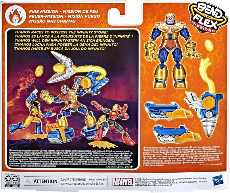 MARVEL THE AVENGERS Avengers Marvel Bend and Flex Missions Thanos Fire Mission Figure - 6-Inch Bendable Toy with 2-in-1 Accessory for Kids Ages 4 and Up - Image 4