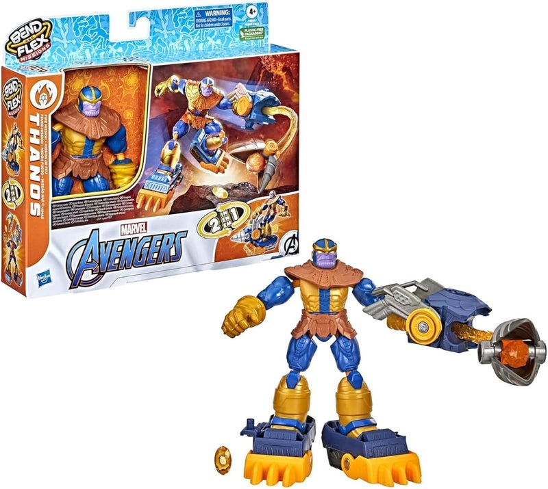 MARVEL THE AVENGERS Avengers Marvel Bend and Flex Missions Thanos Fire Mission Figure - 6-Inch Bendable Toy with 2-in-1 Accessory for Kids Ages 4 and Up - Image 2