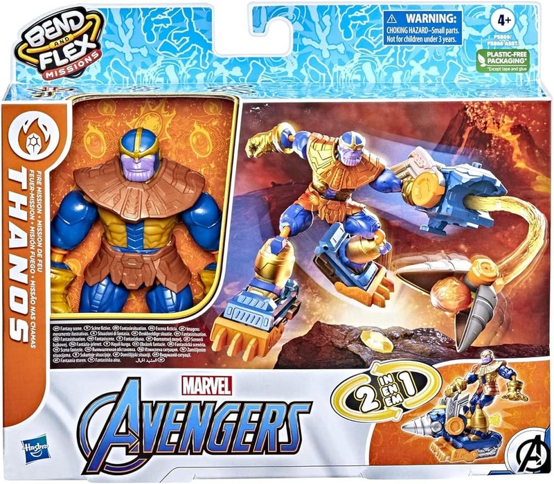 MARVEL THE AVENGERS Avengers Marvel Bend and Flex Missions Thanos Fire Mission Figure - 6-Inch Bendable Toy with 2-in-1 Accessory for Kids Ages 4 and Up - Image 3