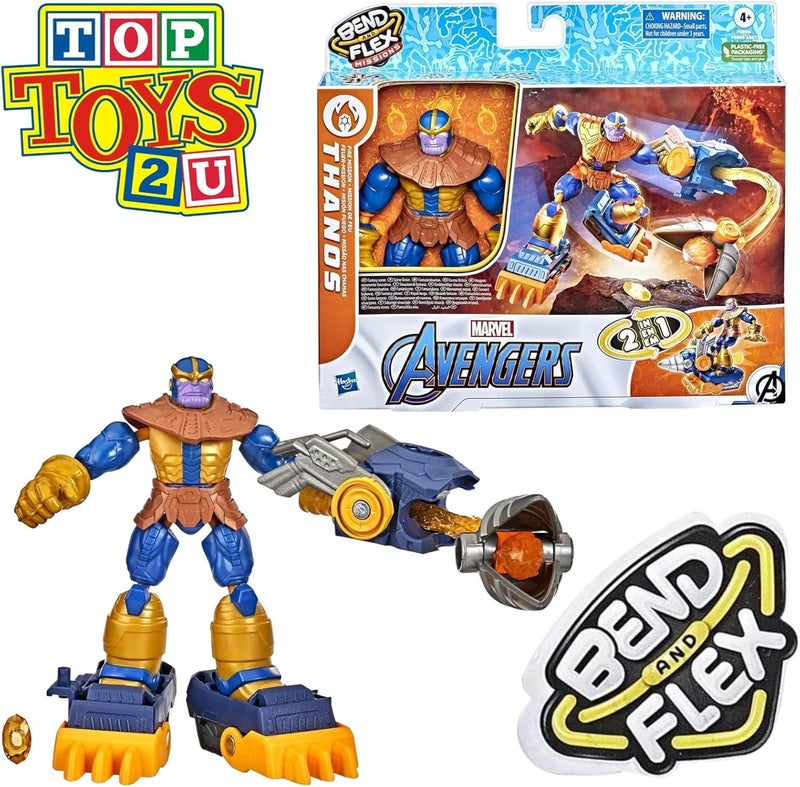 MARVEL THE AVENGERS Avengers Marvel Bend and Flex Missions Thanos Fire Mission Figure - 6-Inch Bendable Toy with 2-in-1 Accessory for Kids Ages 4 and Up - Image 5