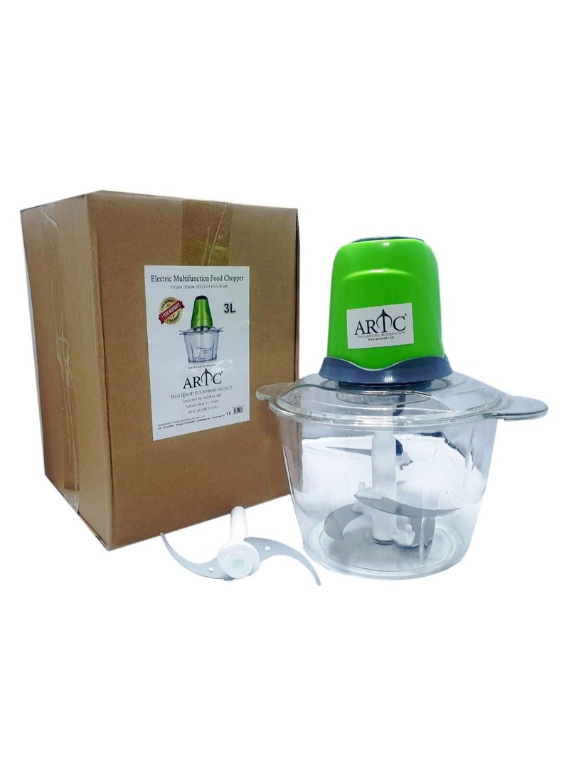 ARTC ARTC Cooking Food Chopper And Automatic Multifunction Meat Mincer And Food Processor Machine 3L And Stainless Steel Electric Grinder, Blender, Mixer, Chopper 300W - Image 1