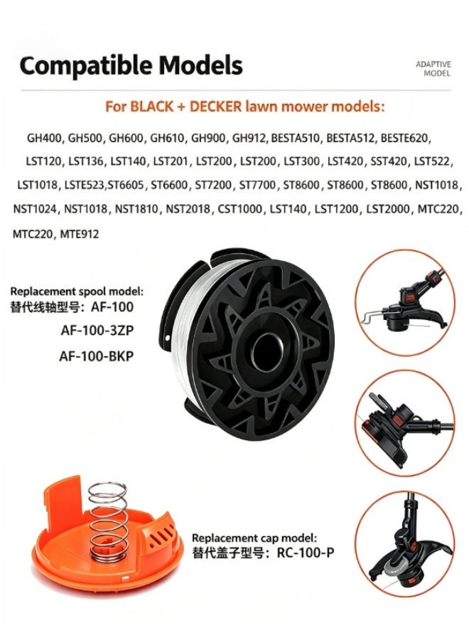 jaexest 12-Pack String Trimmer Spool Replacement – Compatible with GH400, GH500, AF-100, AF-100-3ZP, AF-100-BKP – 0.065 Inch Diameter, 9 Meter Length – Easy Installation with RC-100-P Lid – Universal Trimmer Line Spools - Image 4