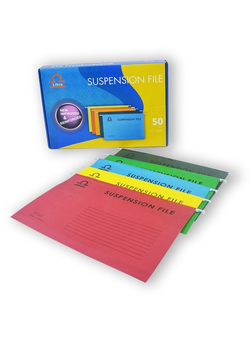Libra Foolscap Suspension File – 230 GSM – (50 Pieces Per Box) Multicolors - Image 1
