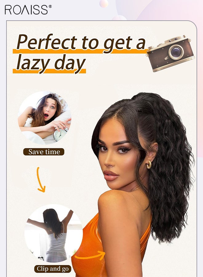 رويس وصلات ذيل حصان بطول 18 بوصة، ذيل حصان صناعي للاستخدام اليومي في الحفلات، شعر مجعد طويل، وصلات ذيل حصان، مشبك مخلب، ذيل حصان طبيعي منفوش مع رباط للنساء - Image 5