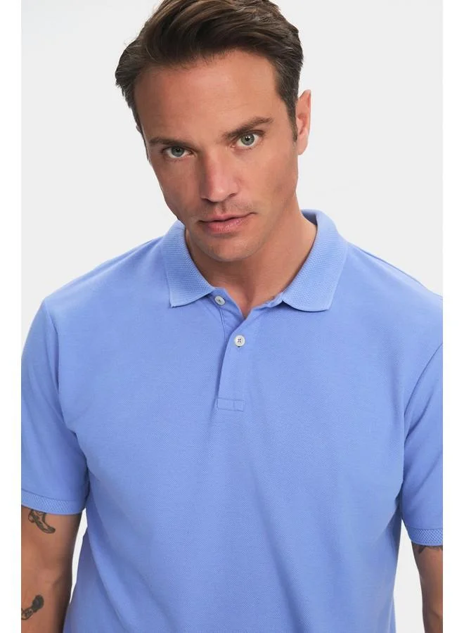 JUNE June Men's Regular Fit 100% Cotton Honeycomb Polo Neck T-Shirt