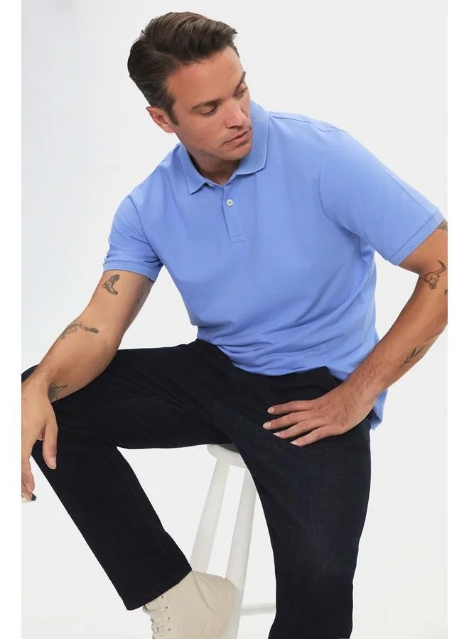 JUNE June Men's Regular Fit 100% Cotton Honeycomb Polo Neck T-Shirt
