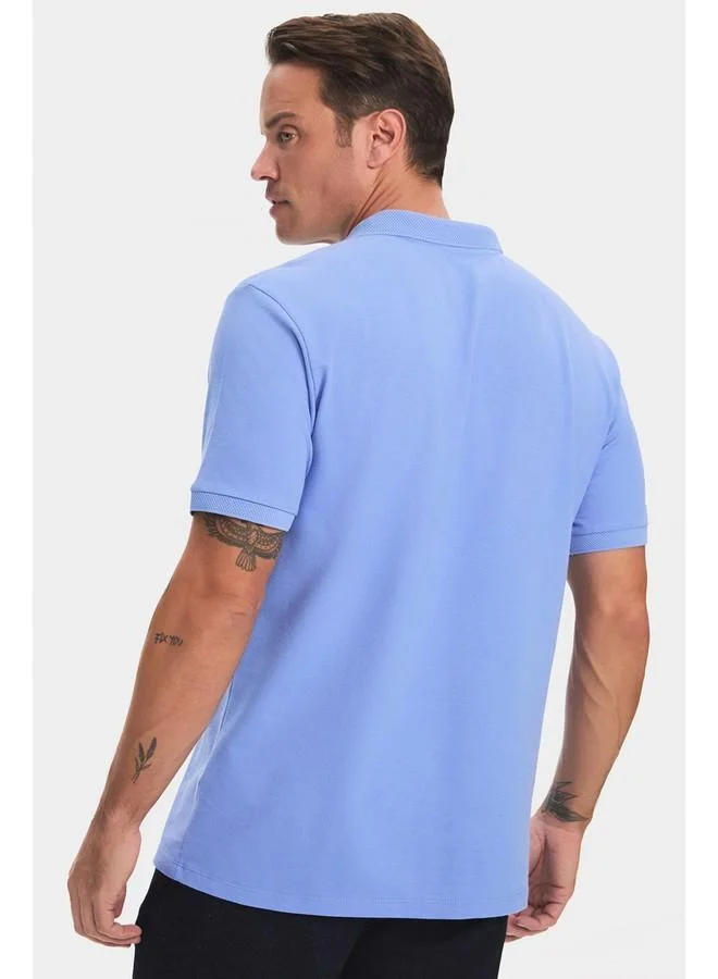 JUNE June Men's Regular Fit 100% Cotton Honeycomb Polo Neck T-Shirt