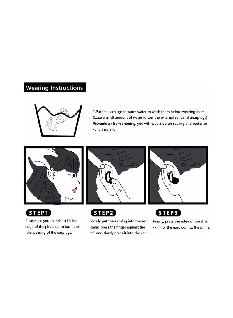 GGOOT Reusable Noise Cancelling Earplugs for Sleeping, Traveling, Working and Reading 1 Pair Soft Silicone Reusable - Image 3