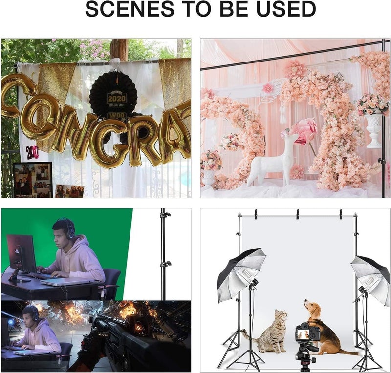 PADOM Backdrop Stand 6.5x10ft/2x3m with Spring Clamp, Photo Video Party Background Stand Support System for Wedding, Photography, Advertising Display, Parties, with Carring Bag - Image 5