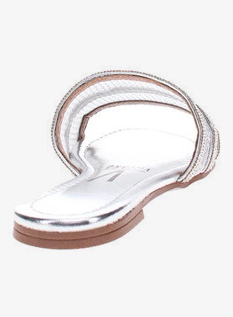 VIZZANO Silver Flat Sandals for Women – Stylish Ladies Flat Sandals & Comfortable Flat Slippers for Women | Best Price UAE