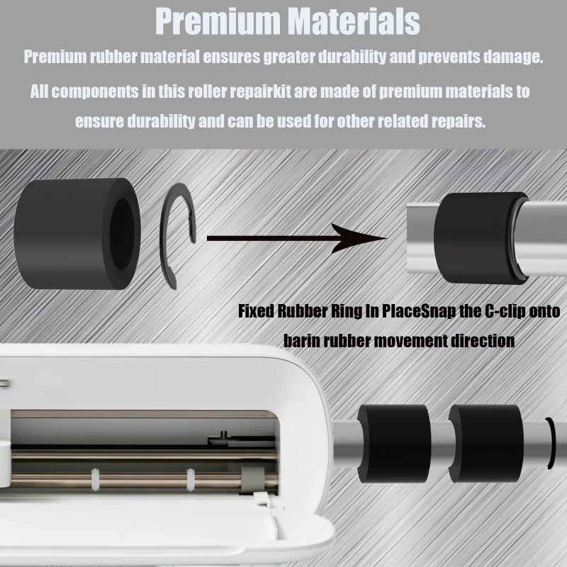 Moalaok 24 Packs Rubber from Moving Retaining Clip Rings Rubber Roller Replacements Sets Compatible with Cricut Maker/Maker 3 Only Roller Resolution for Cricut Maker Complete Repair Tools - Image 5