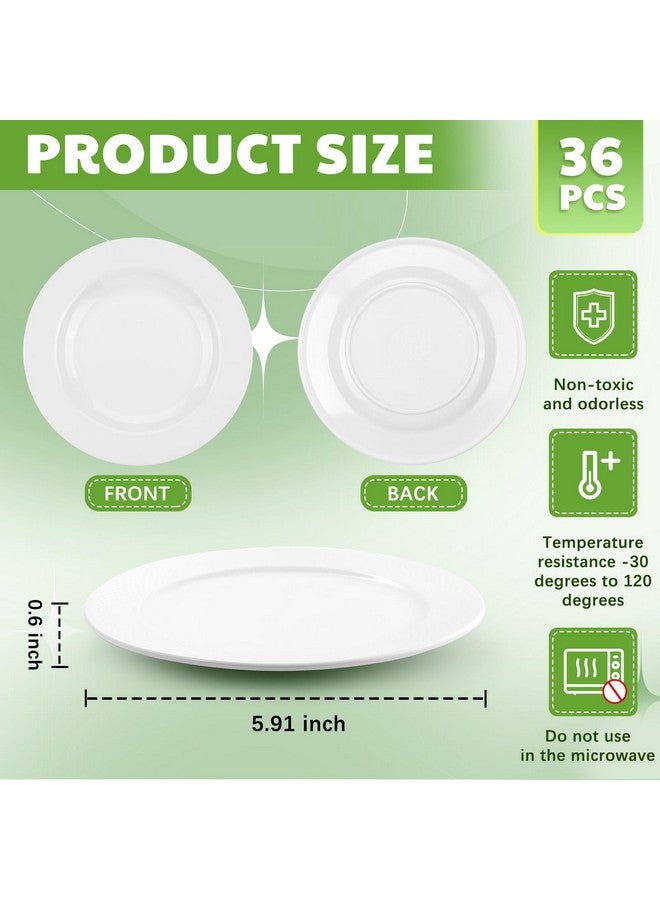 Vesici 36 Pieces Appetizer Plates 5.91 Inch Dessert Plates Small White Round Lightweight Saucers dish Catering dish for Appetizer Snacks Dinner Party - Image 2