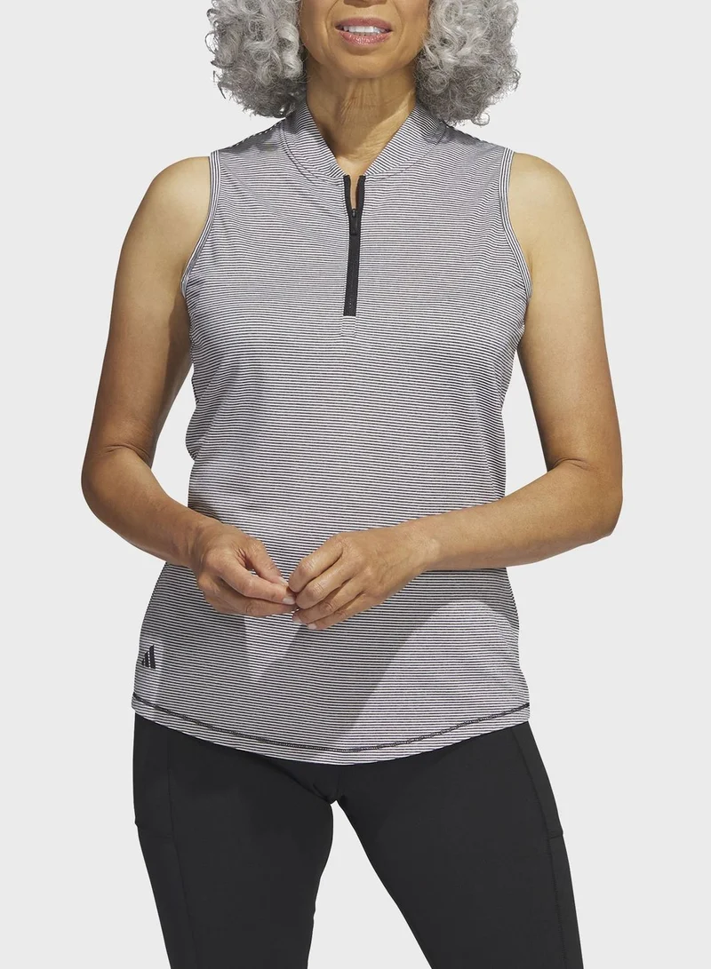 اديداس Two-Color Ottoman Sleeveless Golf Polo Shirt