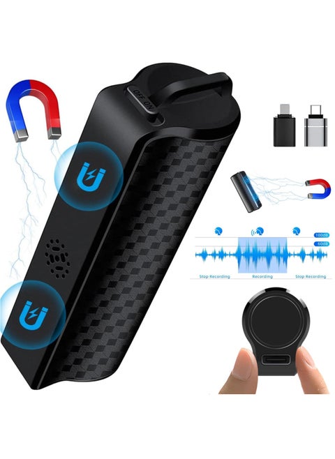 128GB Digital Voice Recorder - Magnetic Mini Voice Activated Recorder with AI-Triple Noise Reduction, 750H Storage and 600H Battery Time,  Portable Audio Recorder for Meetings/Interviews/Classroom…