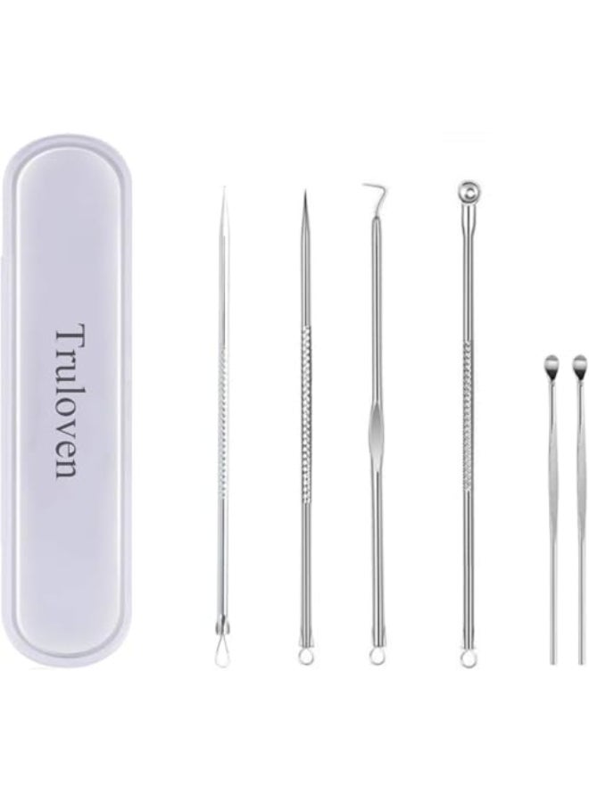 Truloven 6PCS Blackhead Remover Blackhead Extractor Pimple Extractor Pimple Popper Tool Kit Stainless Steel Blackhead Facial Cleaning Tool - Image 1