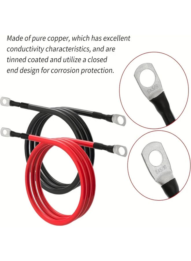 2 Pack 6 AWG Battery Cables 4FT 3 8 Inch 5 16 Inch Terminals For Inverter RV Truck - Image 3