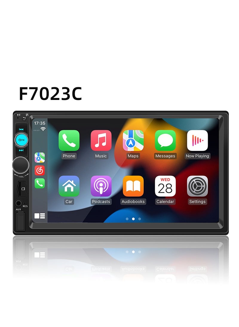 Double Din Car Stereo, 7 Inch Car MP5 Player, 2 Din HD Touch Screen FM Radio Audio Receiver, carplay screen with loop recording, wifi, mobile phone connection, parking monitoring, (F7023C)