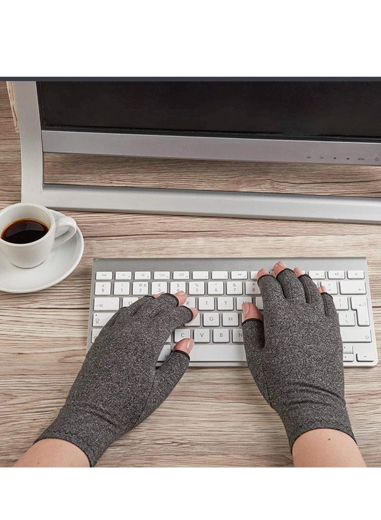 Arthritis Compression Gloves for Women & Men for Arthritis Hand Pain Relief, Half-Finger Cycling Gloves Compression Gloves(XL) - Image 3