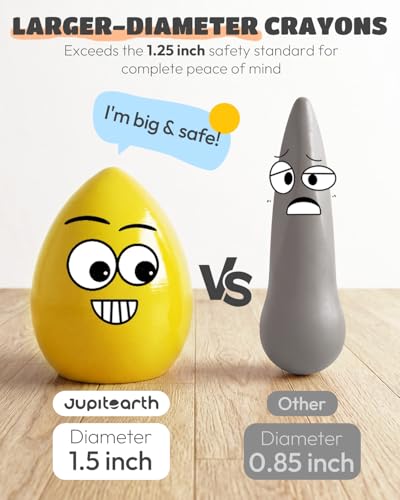 JUPITEARTH 12 Colors Egg Crayons for Toddlers 1-3, Palm-Grasp Non Toxic Jumbo Washable Crayons for Kids, Fat Brain Toys for Preschool Art Supplies and Perfect Easter Gifts for Boys and Girls - Image 4