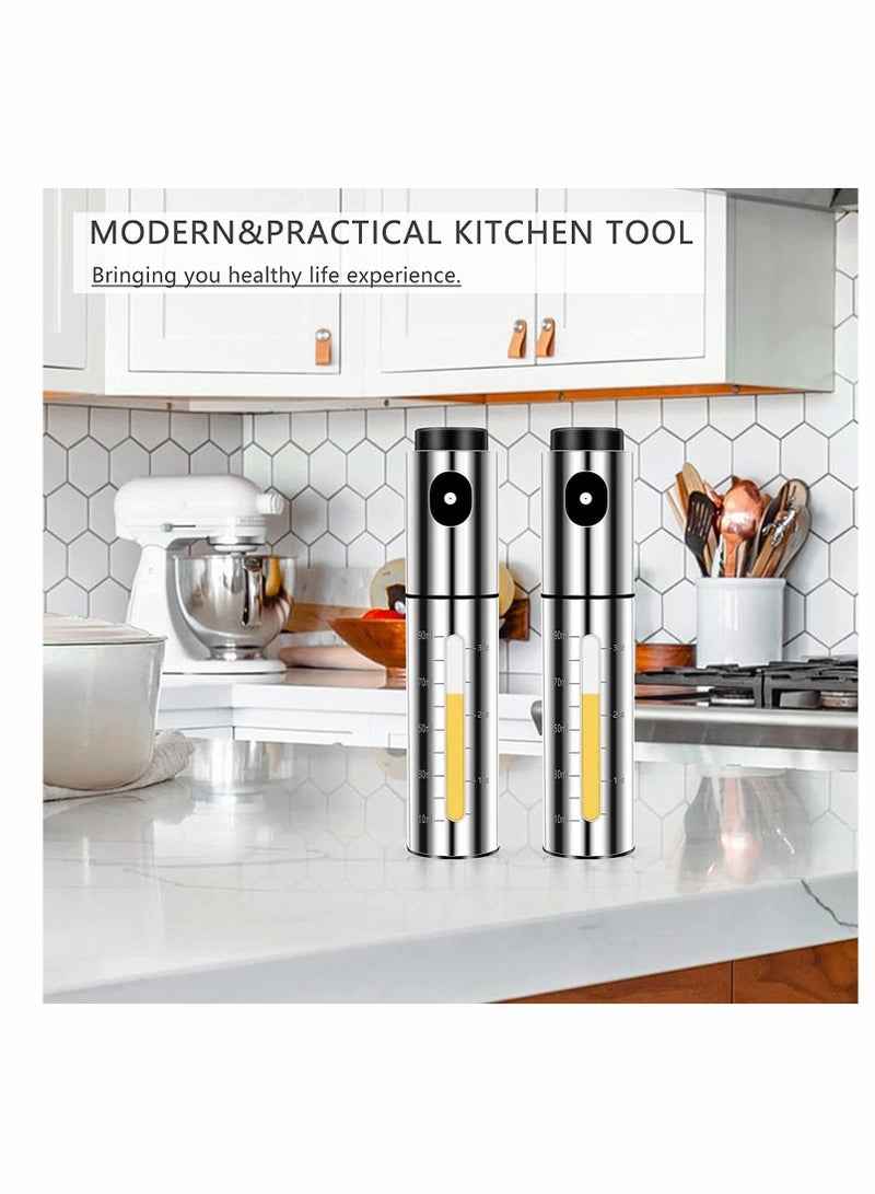 Oil Sprayer for Cooking, Stainless Steel 100ml Olive Salad, BBQ, Kitchen Baking, Roasting, Frying Steak,