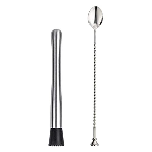 Bridge2Shopping Cocktail Bar Steel Muddler With Bar Mixing Spoon, Set Of 2 - 20.32 Cm - Image 1