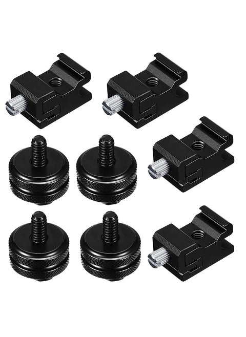 8 Pieces 1/4 Inch Hot Shoe Mount Adapter Camera Tripod Screw and Cold Flash Stand for DSLR Rig
