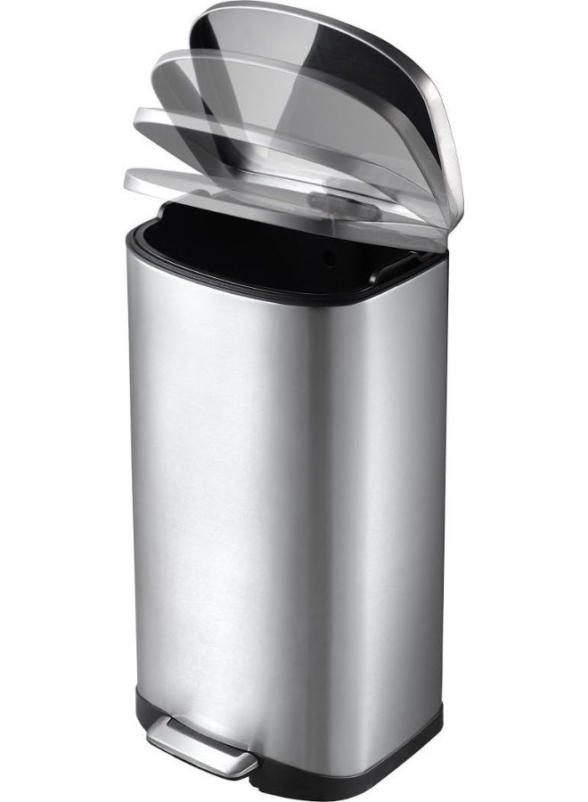 EKO سلة مهملات مستطيلة من الفولاذ المقاوم للصدأ إيكو ديلا مع غطاء يغلق برفق، سعة 12 لتر - Image 3