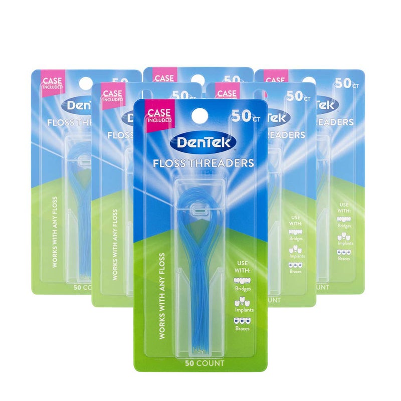 DenTek Floss Threaders | For Braces, Bridges, and Implants | 50 Count (Pack of 6) - Image 1