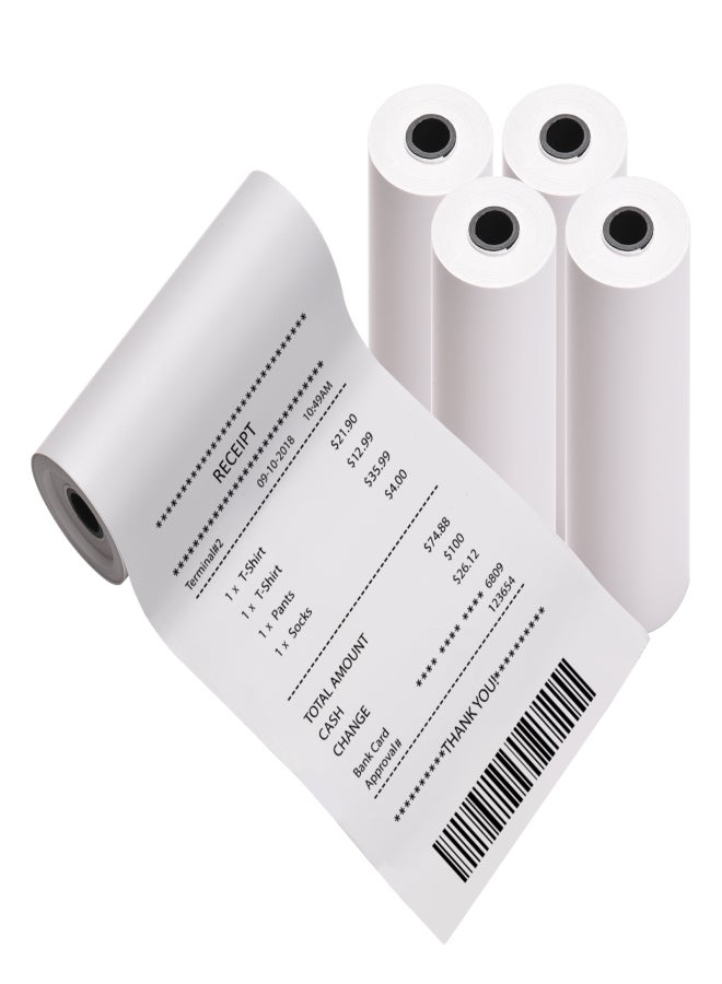 5 Rolls White Direct Thermal Printing Paper 76x30mm Non-Adhesive Printer Paper Waterproof Oil-proof Friction-proof for Portable Pocket Mobile Thermal Printer BT Photo Printer - Image 1