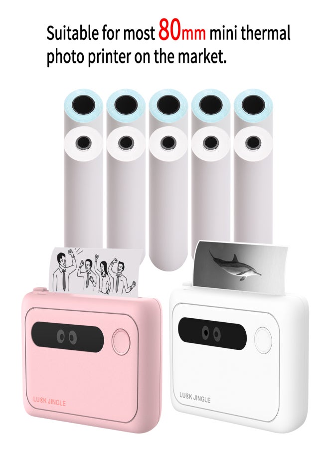 5 Rolls White Direct Thermal Printing Paper 76x30mm Non-Adhesive Printer Paper Waterproof Oil-proof Friction-proof for Portable Pocket Mobile Thermal Printer BT Photo Printer - Image 2